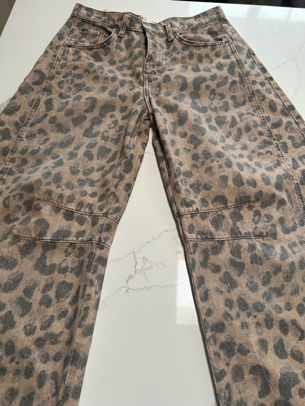 Free People We The Free Good Luck AnimalPrinted Barrel Jeans - Picture 10 of 11